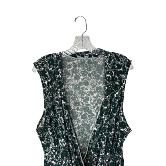 Eloquii Green White Plus Floral Print Work Office Faux Wrap Blouse Size 22/24 - Picture 3 of 8